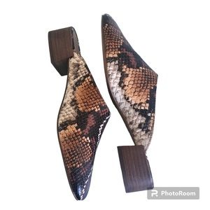 Block Heel Mules MADEWELL Sz 8 snakeskin embossed leather EUC